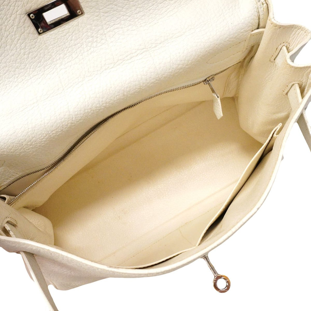 Hermes Handbag Kelly 32 Taurillon Clemence White Silver — view 4