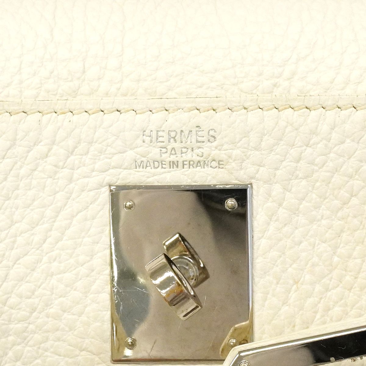 Hermes Handbag Kelly 32 Taurillon Clemence White Silver — view 5