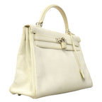 Hermes Handbag Kelly 32 Taurillon Clemence White Silver — view 2