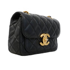 Chanel Shoulder Bag Quilted Lambskin Black Gold — view 2
