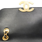 Chanel Shoulder Bag Quilted Lambskin Black Gold — view 8