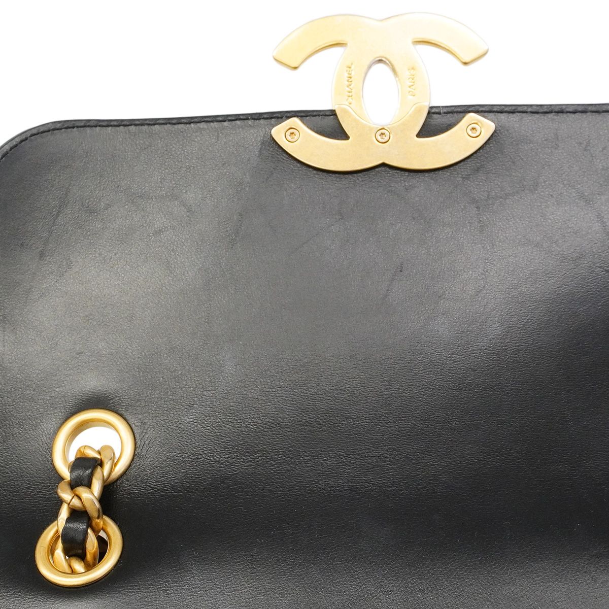 Chanel Shoulder Bag Quilted Lambskin Black Gold — view 8