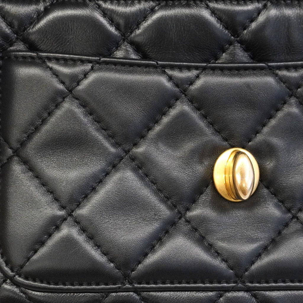 Chanel Shoulder Bag Quilted Lambskin Black Gold — view 7