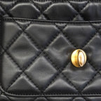 Chanel Shoulder Bag Quilted Lambskin Black Gold — view 7
