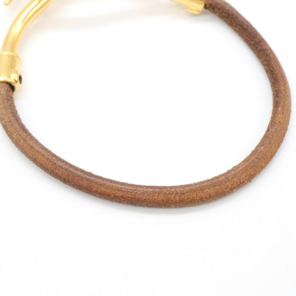 Hermes Jumbo Bra Gold Leather Bracelet — view 6