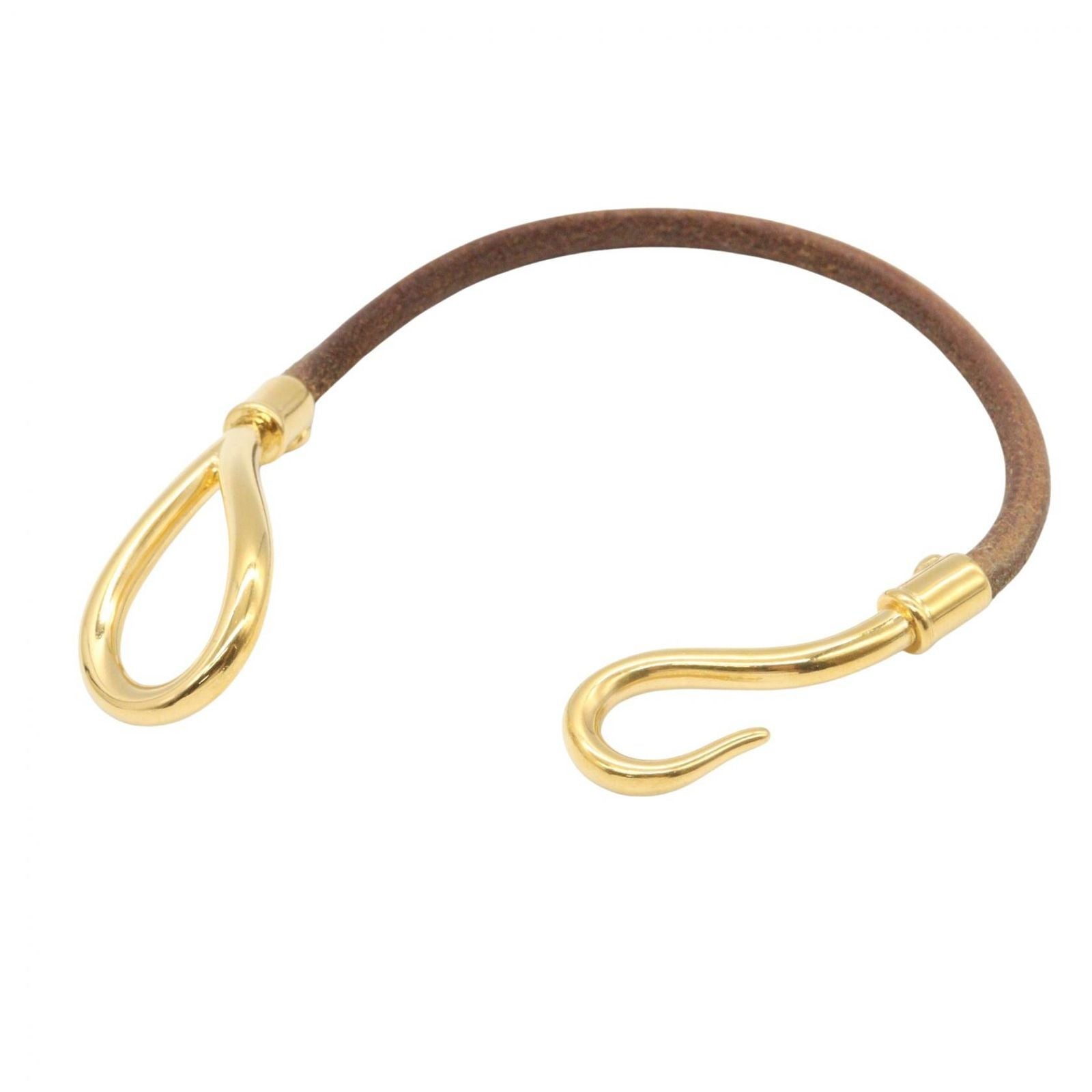 Hermes Jumbo Bra Gold Leather Bracelet — view 3