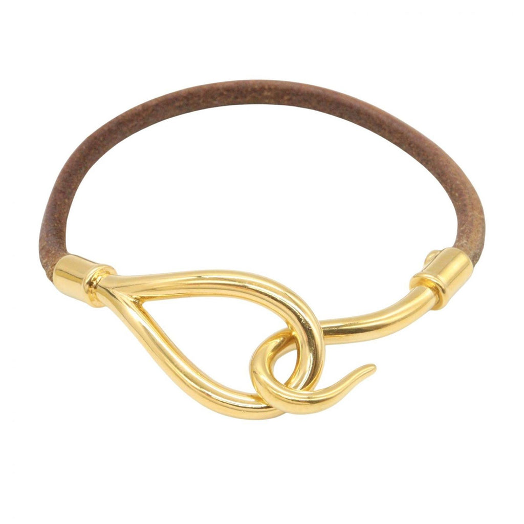 Hermes Jumbo Bra Gold Leather Bracelet
