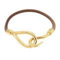 Hermes Jumbo Bra Gold Leather Bracelet