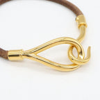 Hermes Jumbo Bra Gold Leather Bracelet — view 4