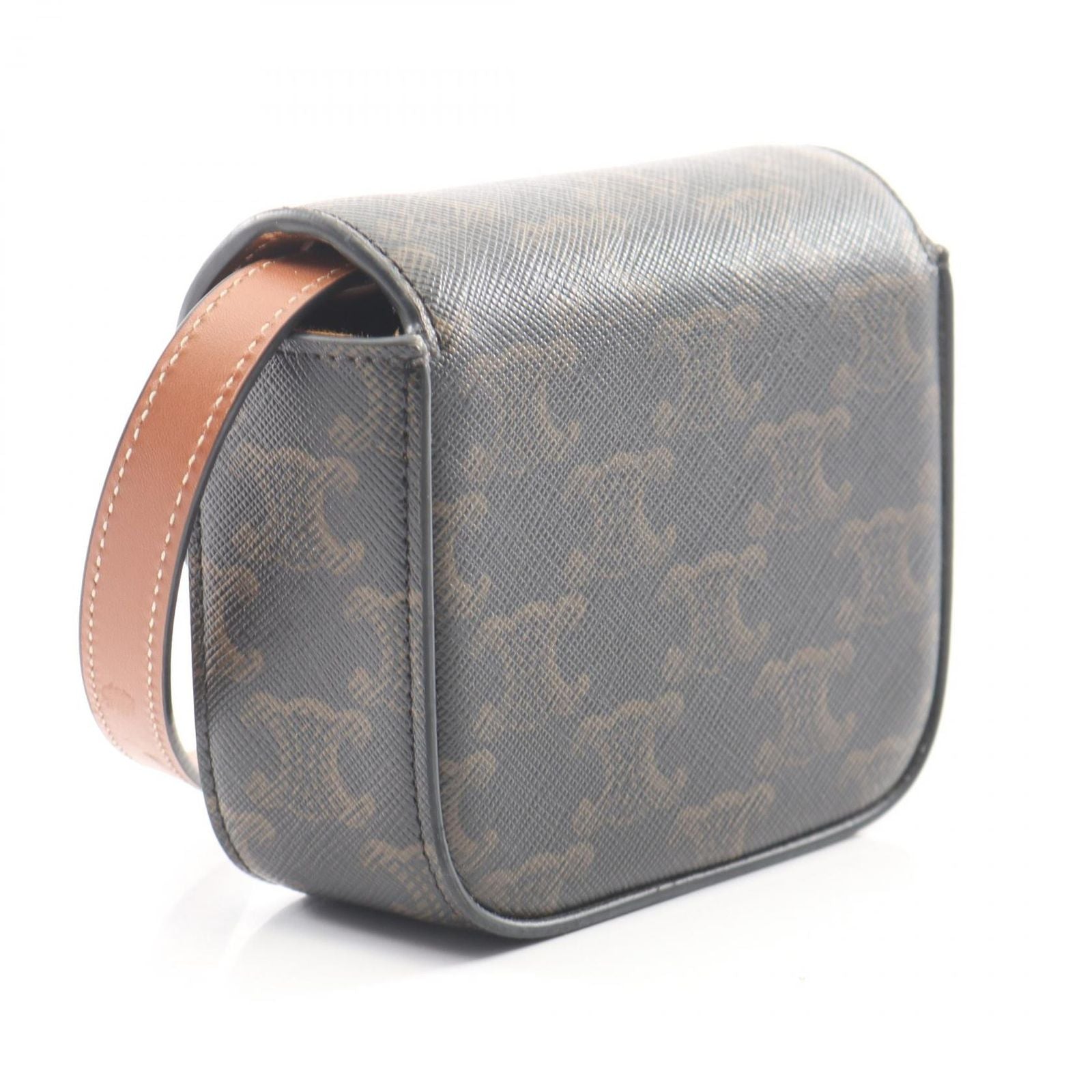 Celine Shoulder Bag Mini Claude Triomphe Black Brown Canvas Leather — view 2