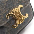 Celine Shoulder Bag Mini Claude Triomphe Black Brown Canvas Leather — view 8