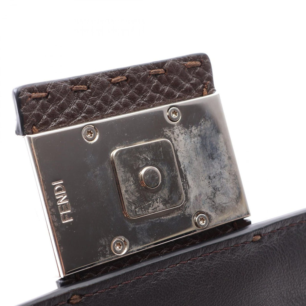 Fendi Shoulder Bag Selleria Baguette 2-Way Dark Brown Leather Mini — view 7