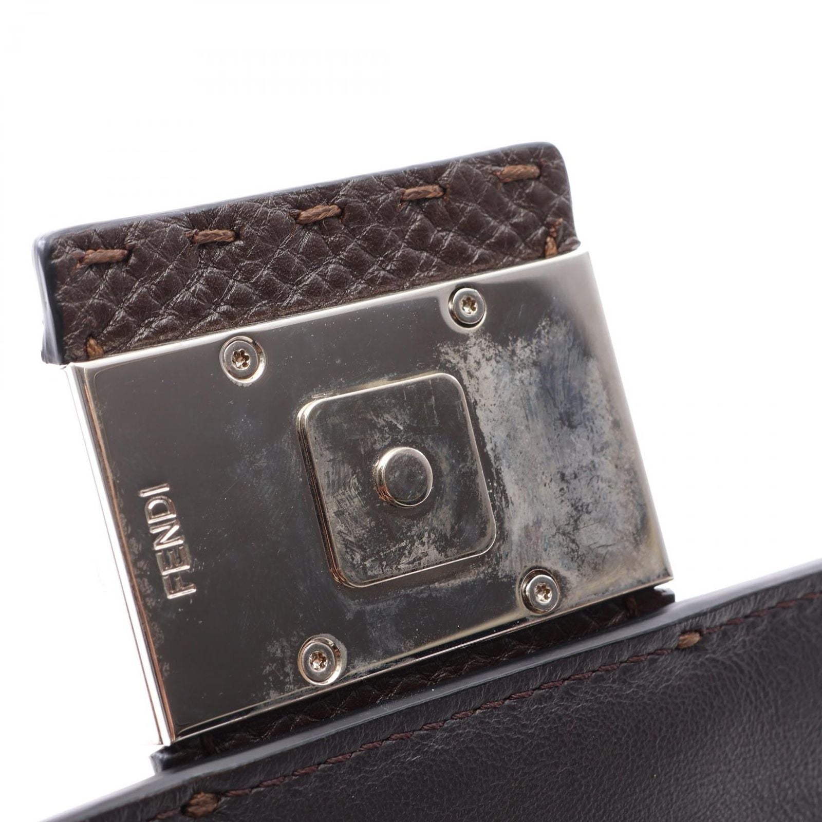 Fendi Shoulder Bag Selleria Baguette 2-Way Dark Brown Leather Mini — view 7