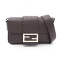 Fendi Shoulder Bag Selleria Baguette 2-Way Dark Brown Leather Mini