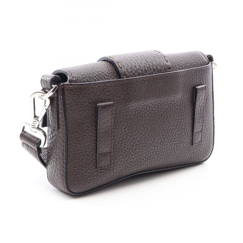 Fendi Shoulder Bag Selleria Baguette 2-Way Dark Brown Leather Mini — view 2