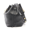 Fendi Shoulder Bag Montresor Drawstring Black Leather