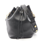 Fendi Shoulder Bag Montresor Drawstring Black Leather