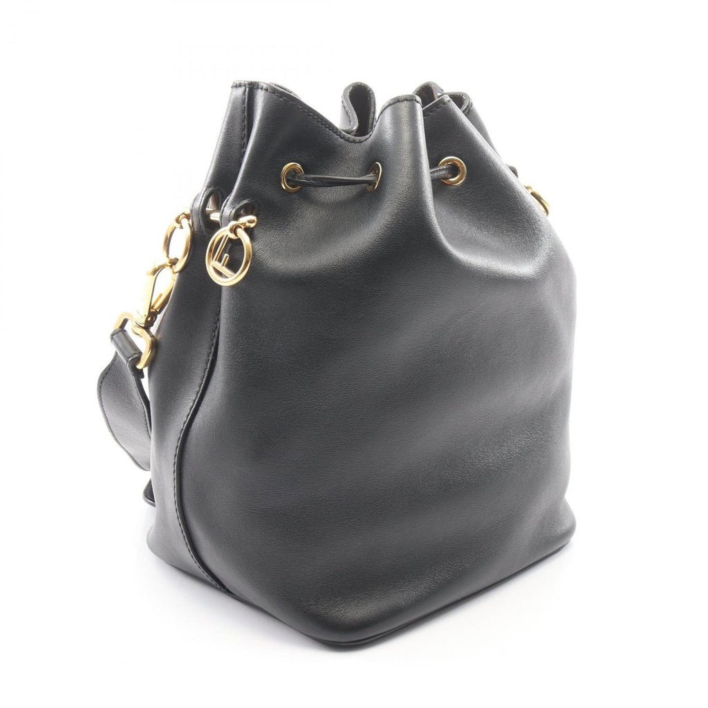 Fendi Shoulder Bag Montresor Drawstring Black Leather — view 2