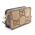 Gucci Shoulder Bag Jumbo GG Beige Brown Green Canvas Leather — view 2