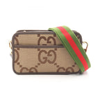Gucci Shoulder Bag Jumbo GG Beige Brown Green Canvas Leather