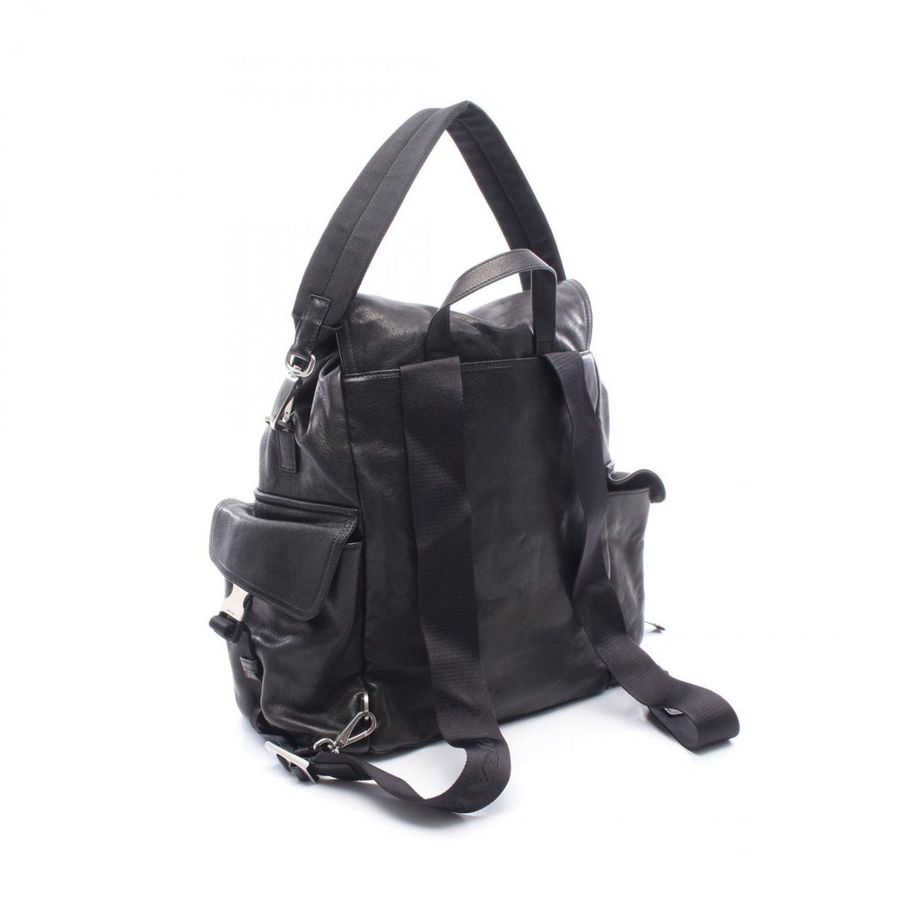 Prada Backpack Triangle Logo 2-Way Black Leather — view 2
