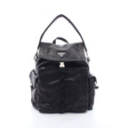 Prada Backpack Triangle Logo 2-Way Black Leather