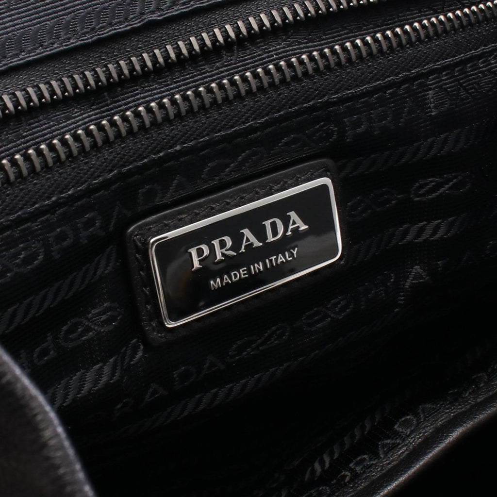 Prada Backpack Triangle Logo 2-Way Black Leather — view 4