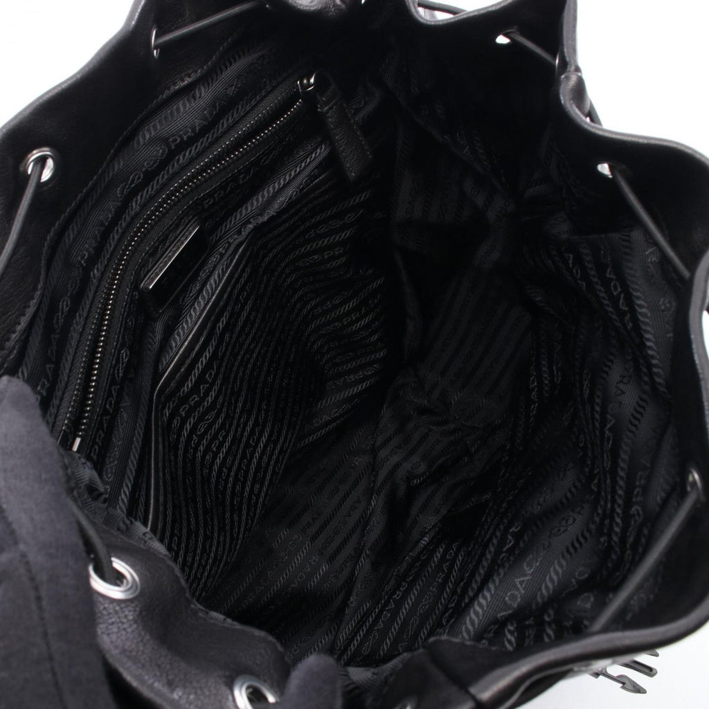 Prada Backpack Triangle Logo 2-Way Black Leather — view 3