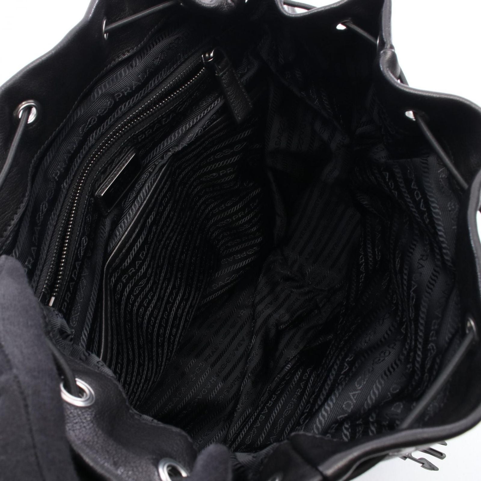 Prada Backpack Triangle Logo 2-Way Black Leather — view 3