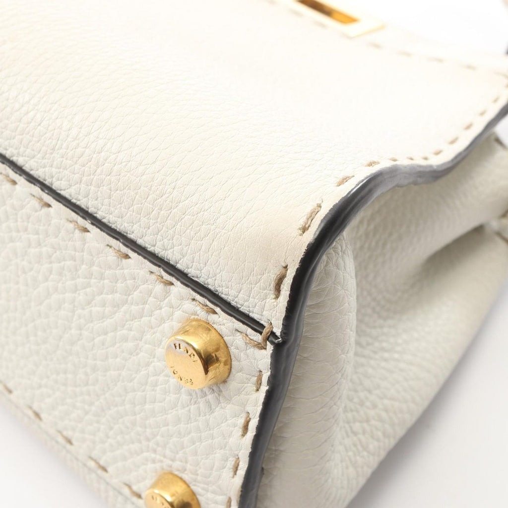 Fendi Mini Peekaboo Selleria 2-Way White Leather Handbag — view 8