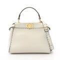 Fendi Mini Peekaboo Selleria 2-Way White Leather Handbag