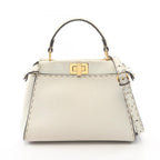 Fendi Mini Peekaboo Selleria 2-Way White Leather Handbag