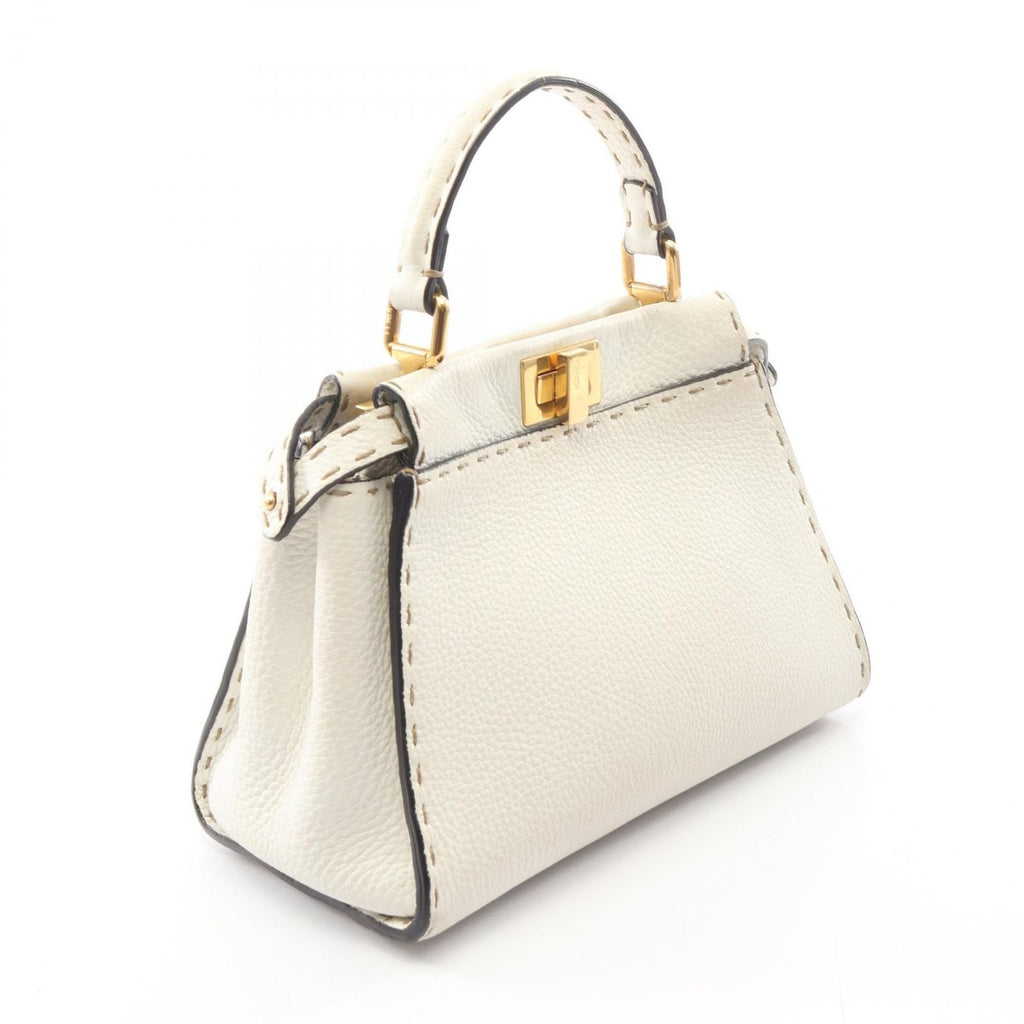 Fendi Mini Peekaboo Selleria 2-Way White Leather Handbag — view 2