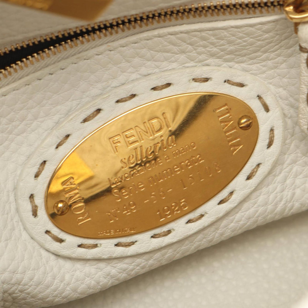 Fendi Mini Peekaboo Selleria 2-Way White Leather Handbag — view 4