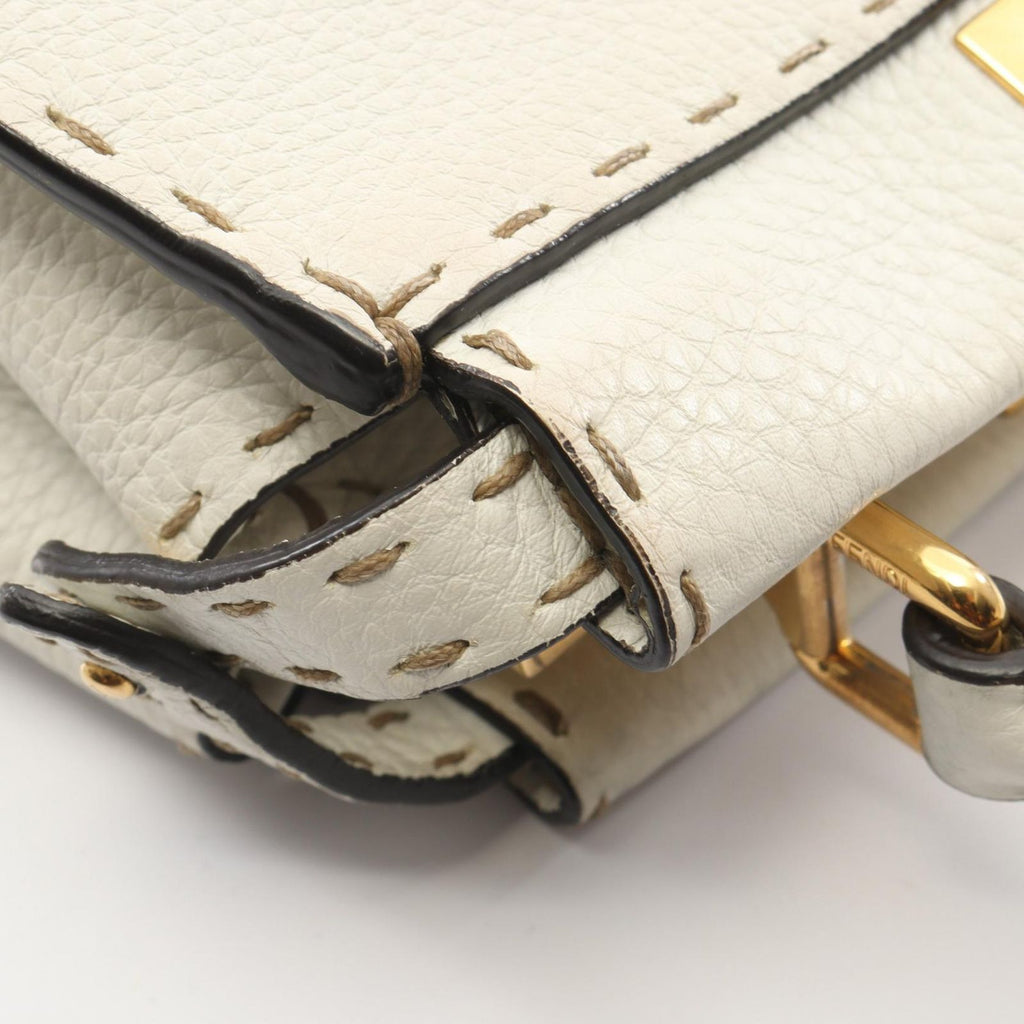 Fendi Mini Peekaboo Selleria 2-Way White Leather Handbag — view 7