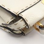 Fendi Mini Peekaboo Selleria 2-Way White Leather Handbag — view 7