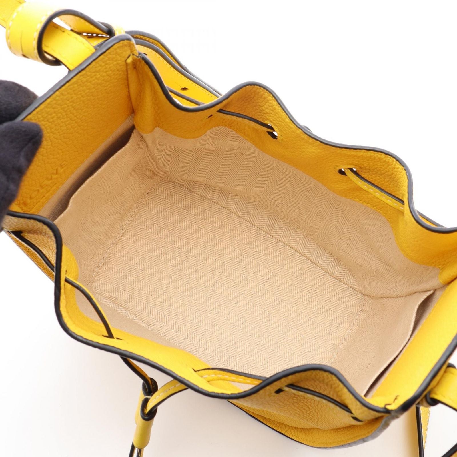 Loewe Handbag Hammock Drawstring Bag Mini Yellow Leather — view 3
