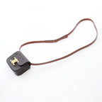 Celine Shoulder Bag Mini Claude Triomphe Black Brown Canvas Leather — view 7