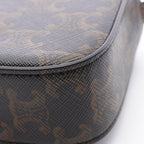 Celine Shoulder Bag Mini Claude Triomphe Black Brown Canvas Leather — view 6