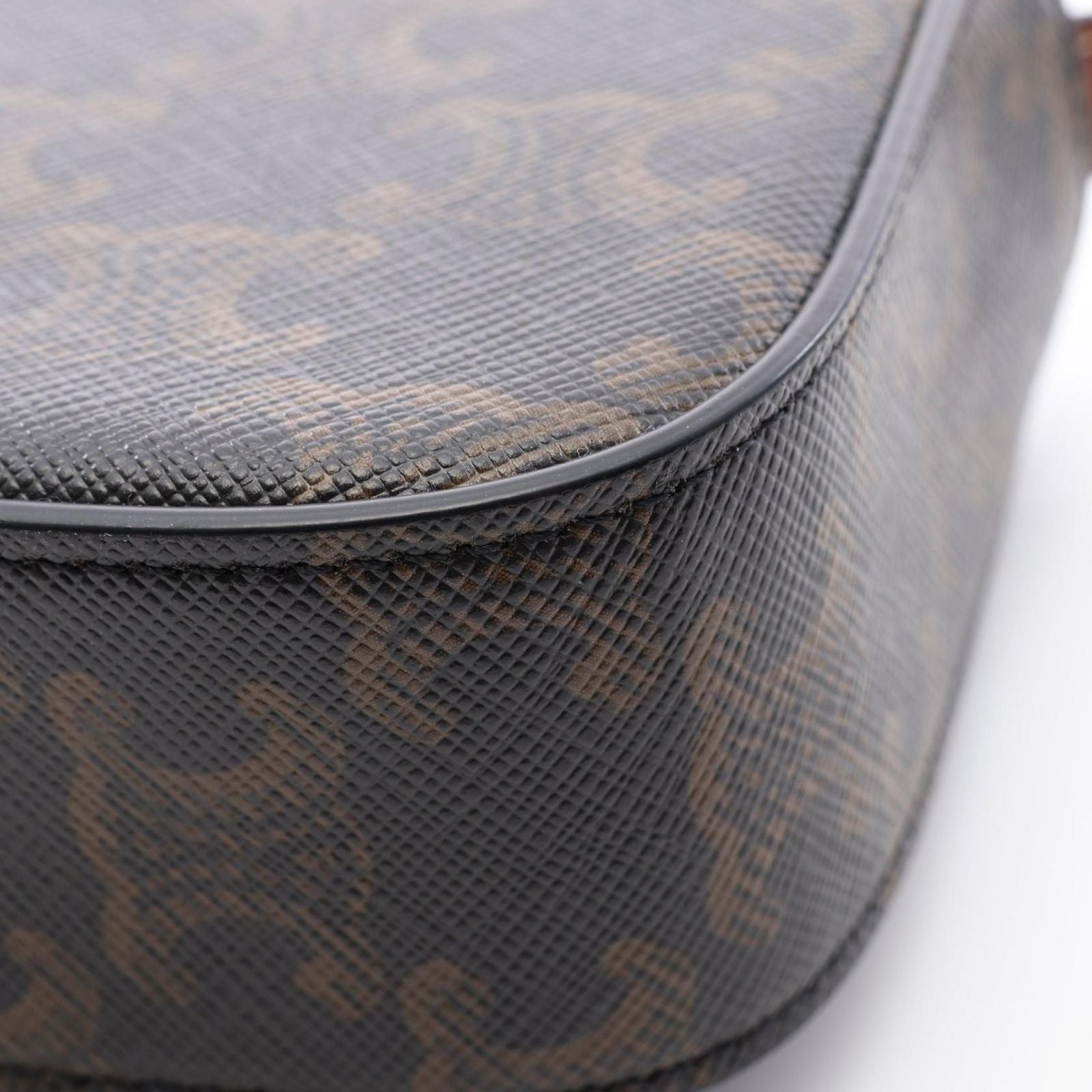 Celine Shoulder Bag Mini Claude Triomphe Black Brown Canvas Leather — view 6