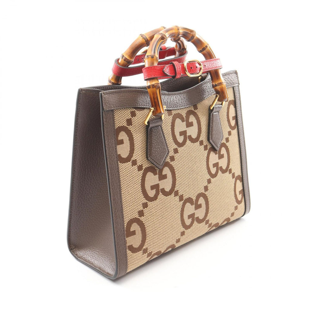 Gucci Diana Jumbo GG 2-Way Beige Brown Canvas Leather Small Handbag — view 2