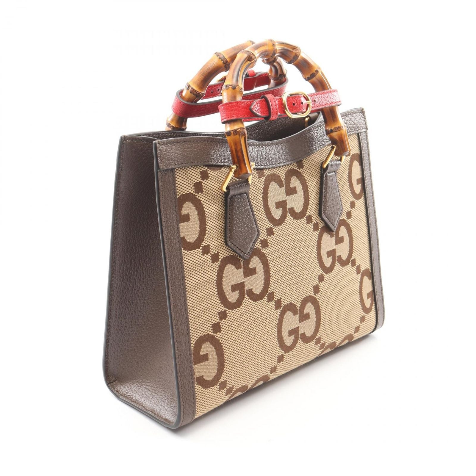 Gucci Diana Jumbo GG 2-Way Beige Brown Canvas Leather Small Handbag — view 2