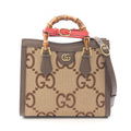 Gucci Diana Jumbo GG 2-Way Beige Brown Canvas Leather Small Handbag