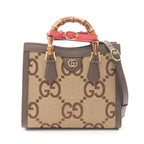 Gucci Diana Jumbo GG 2-Way Beige Brown Canvas Leather Small Handbag
