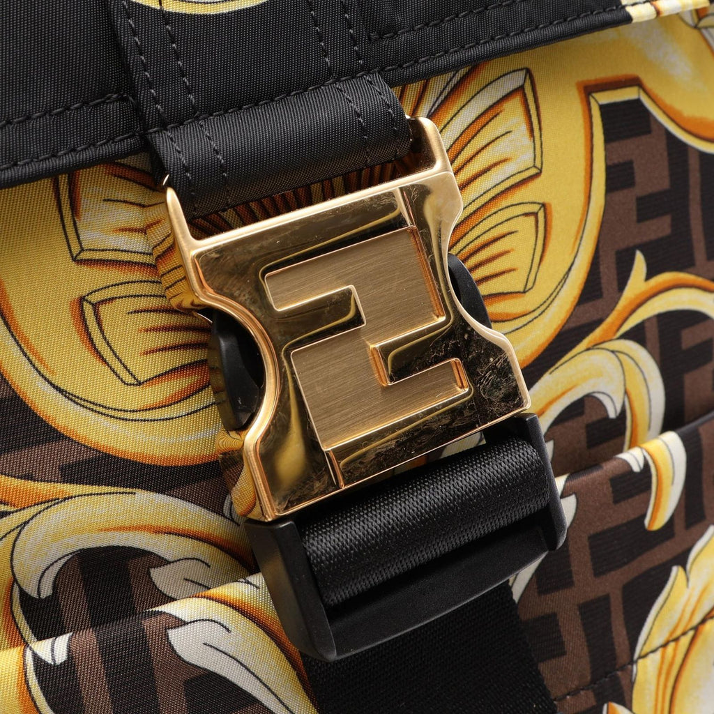 Fendi Backpack Black Brown Yellow Nylon Leather — view 7