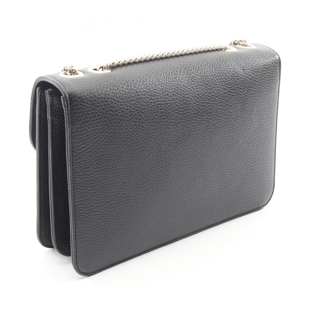 Gucci Shoulder Bag Interlocking Black Leather Chain — view 2