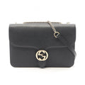 Gucci Shoulder Bag Interlocking Black Leather Chain