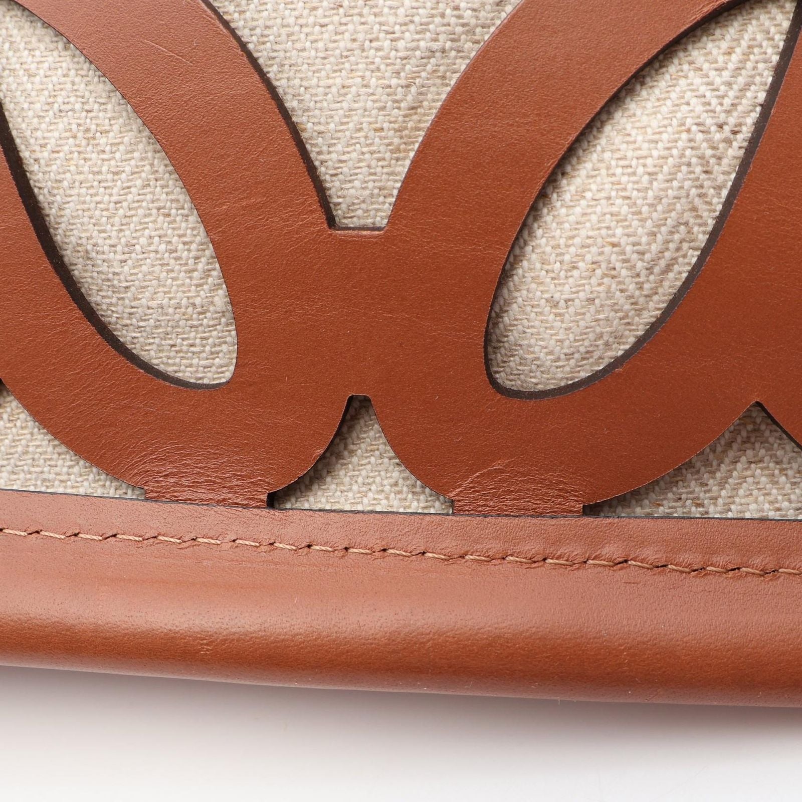 Loewe Shoulder Bag Anagram Cutout Ivory Brown Canvas Leather Cross — view 7
