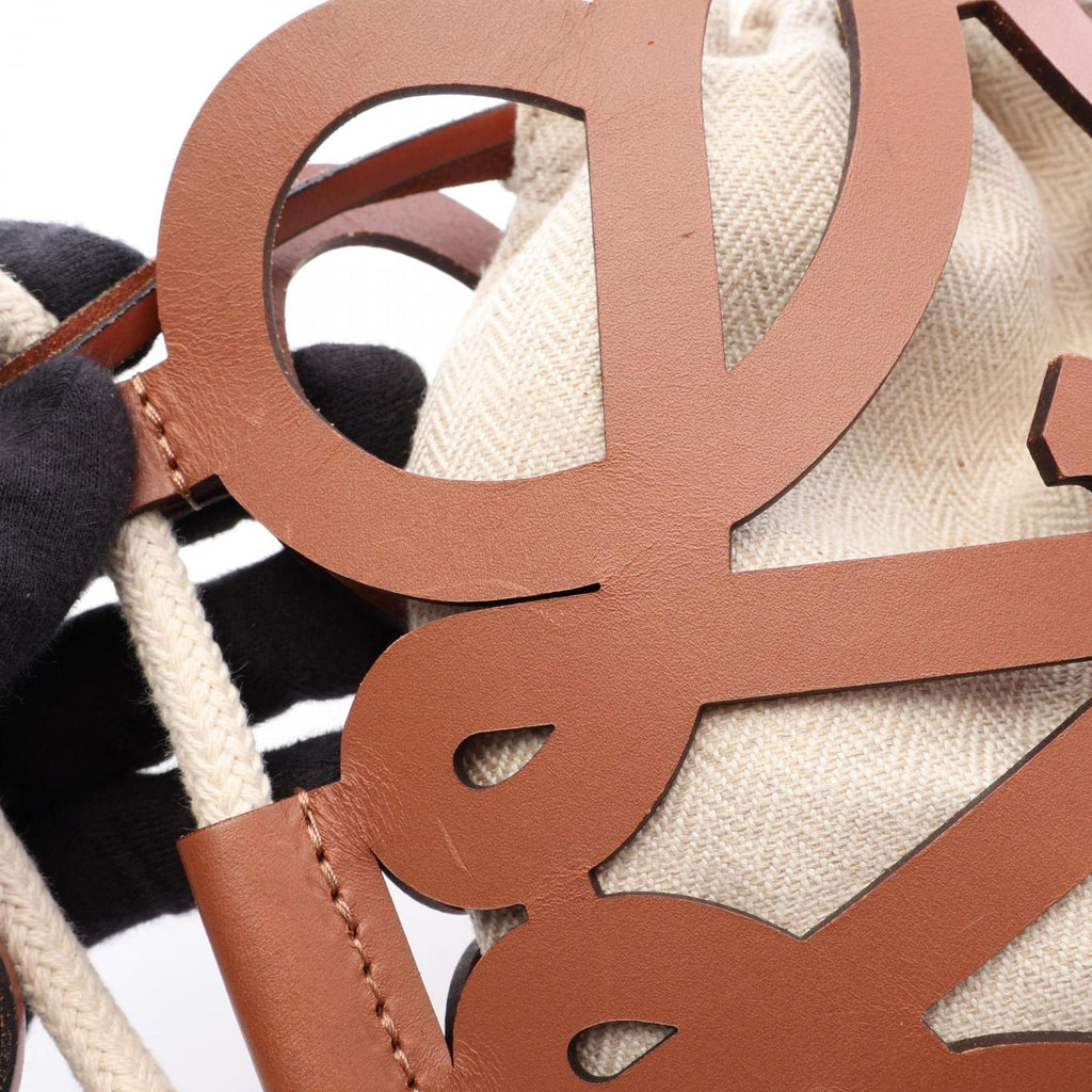 Loewe Shoulder Bag Anagram Cutout Ivory Brown Canvas Leather Cross — view 8