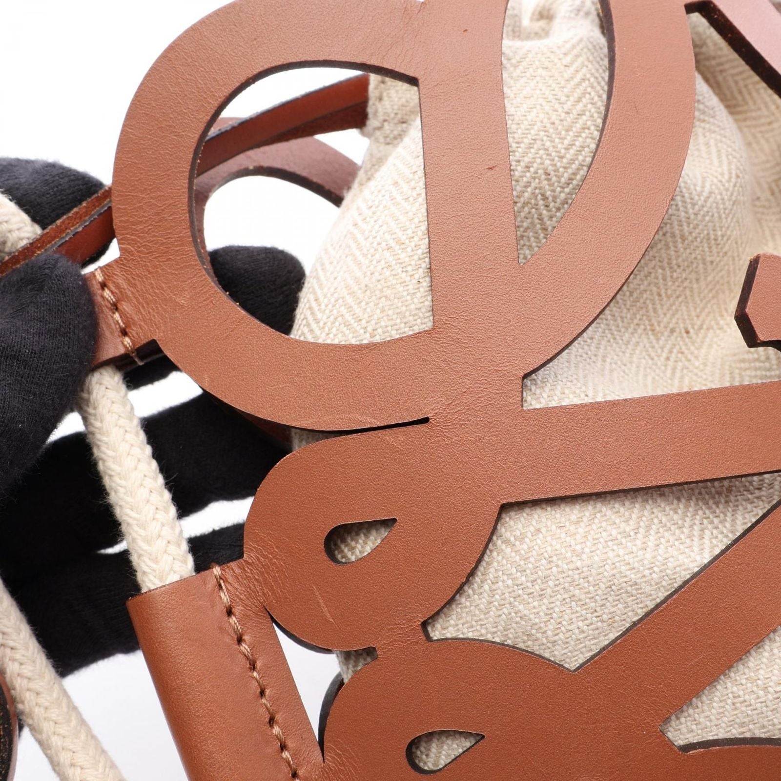 Loewe Shoulder Bag Anagram Cutout Ivory Brown Canvas Leather Cross — view 8